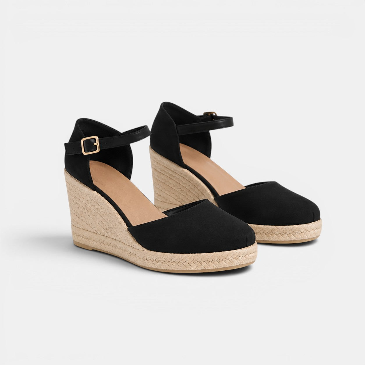 Navacava Women's Closed Toe Wedge Sandals in black — elegant summer support