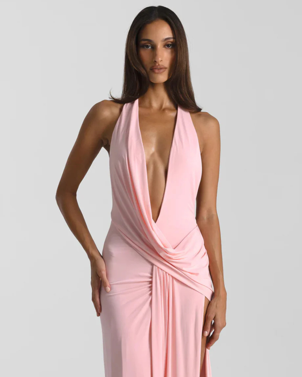 Plunge Halter Backless Women&