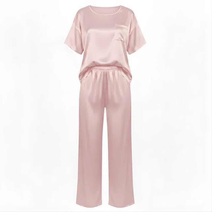 Loose Short-Sleeve Satin Women&
