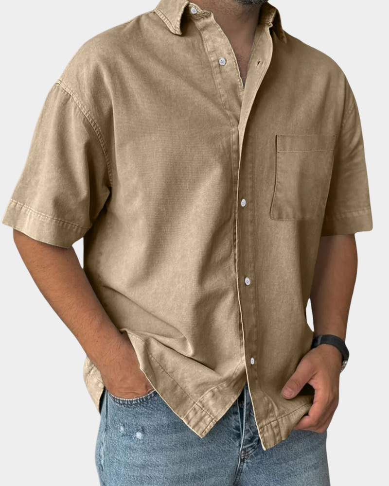 Lässiges Freizeithemd Herren Kurzarm Sommer Casual Hemd