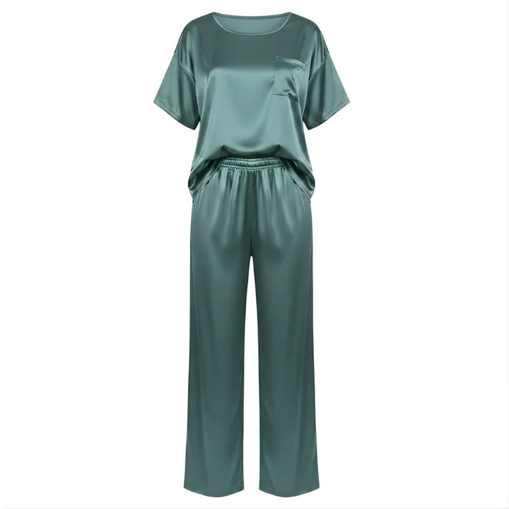 Loose Short-Sleeve Satin Women&