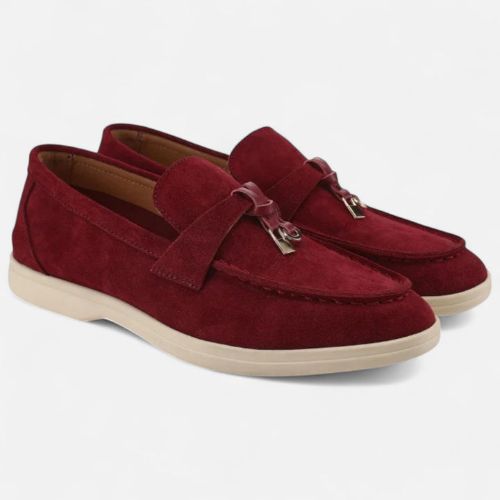 Navacava suede loafers full view — feminine classic shape