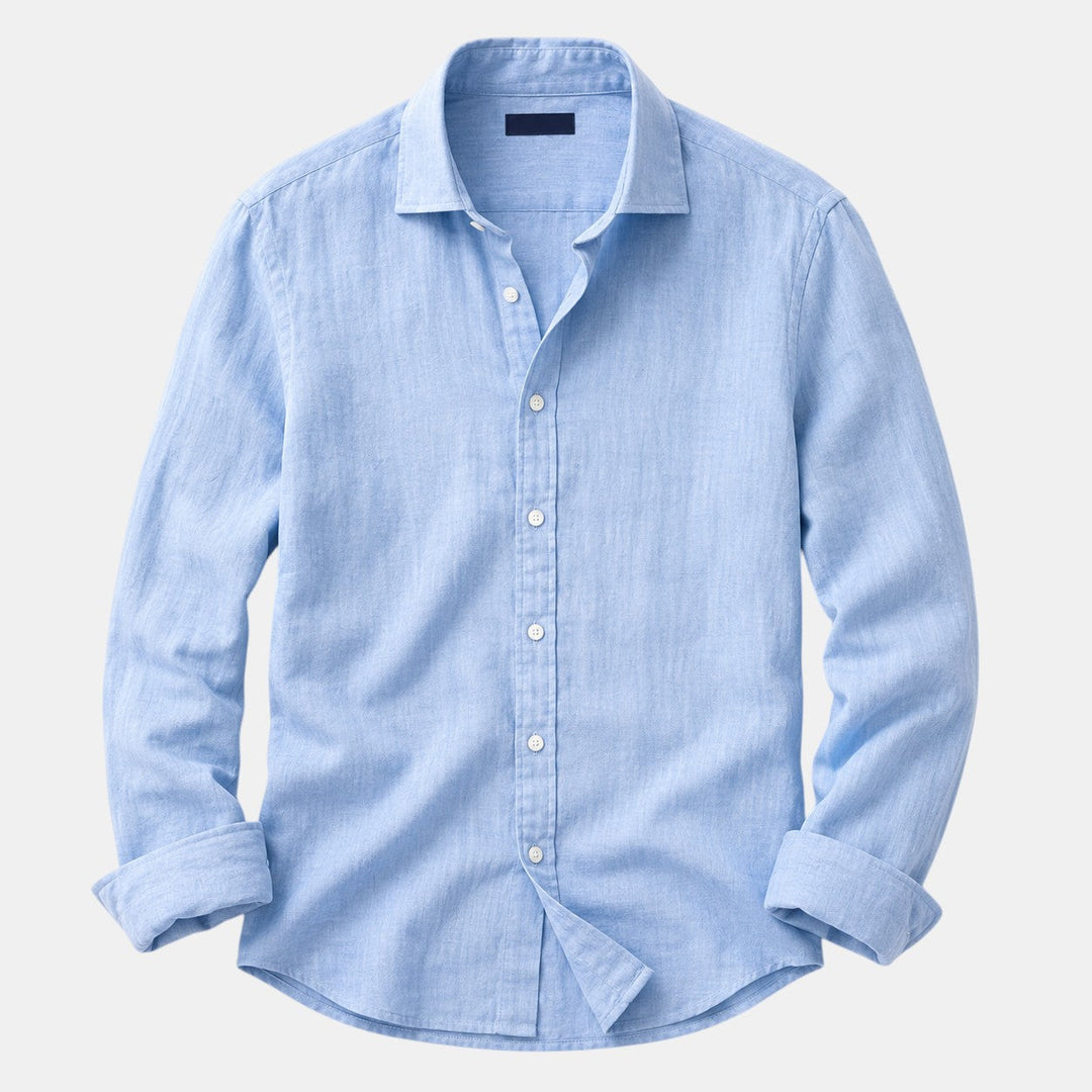 Leinen-Baumwoll Hemd Herren Sommer Atmungsaktiv Casual