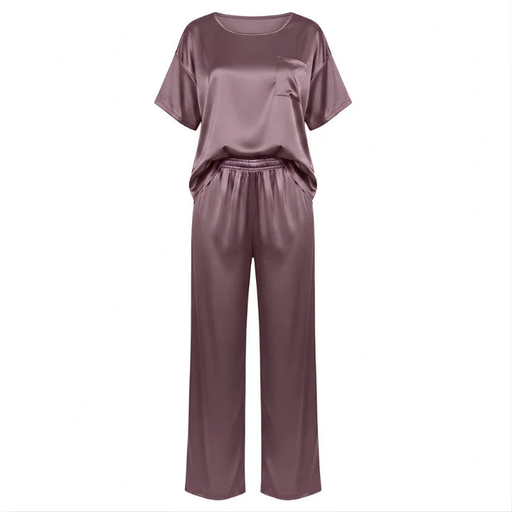 Loose Short-Sleeve Satin Women&