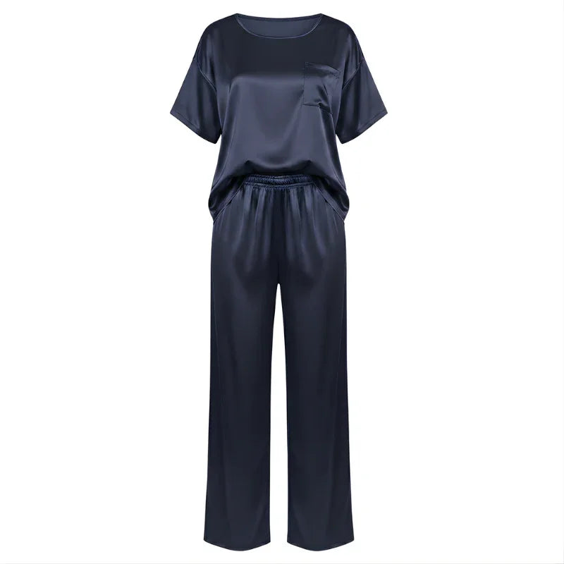 Loose Short-Sleeve Satin Women&