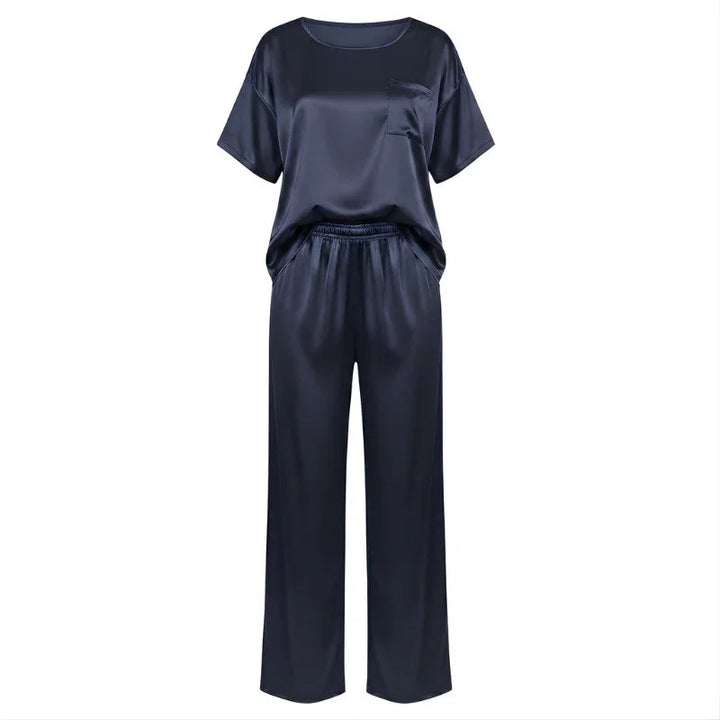 Loose Short-Sleeve Satin Women&