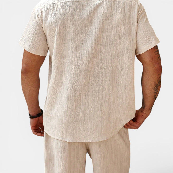 Atmungsaktives Casual Sommer Set Herren Zweiteiler Hemd