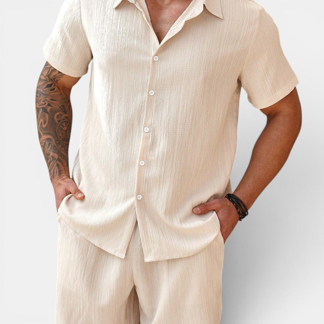 Atmungsaktives Casual Sommer Set Herren Zweiteiler Hemd