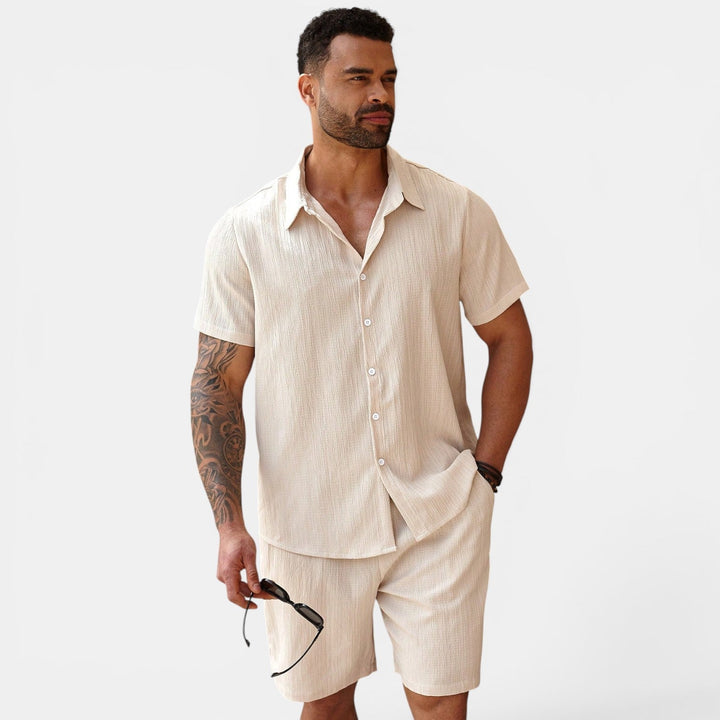 Atmungsaktives Casual Sommer Set Herren Zweiteiler Hemd