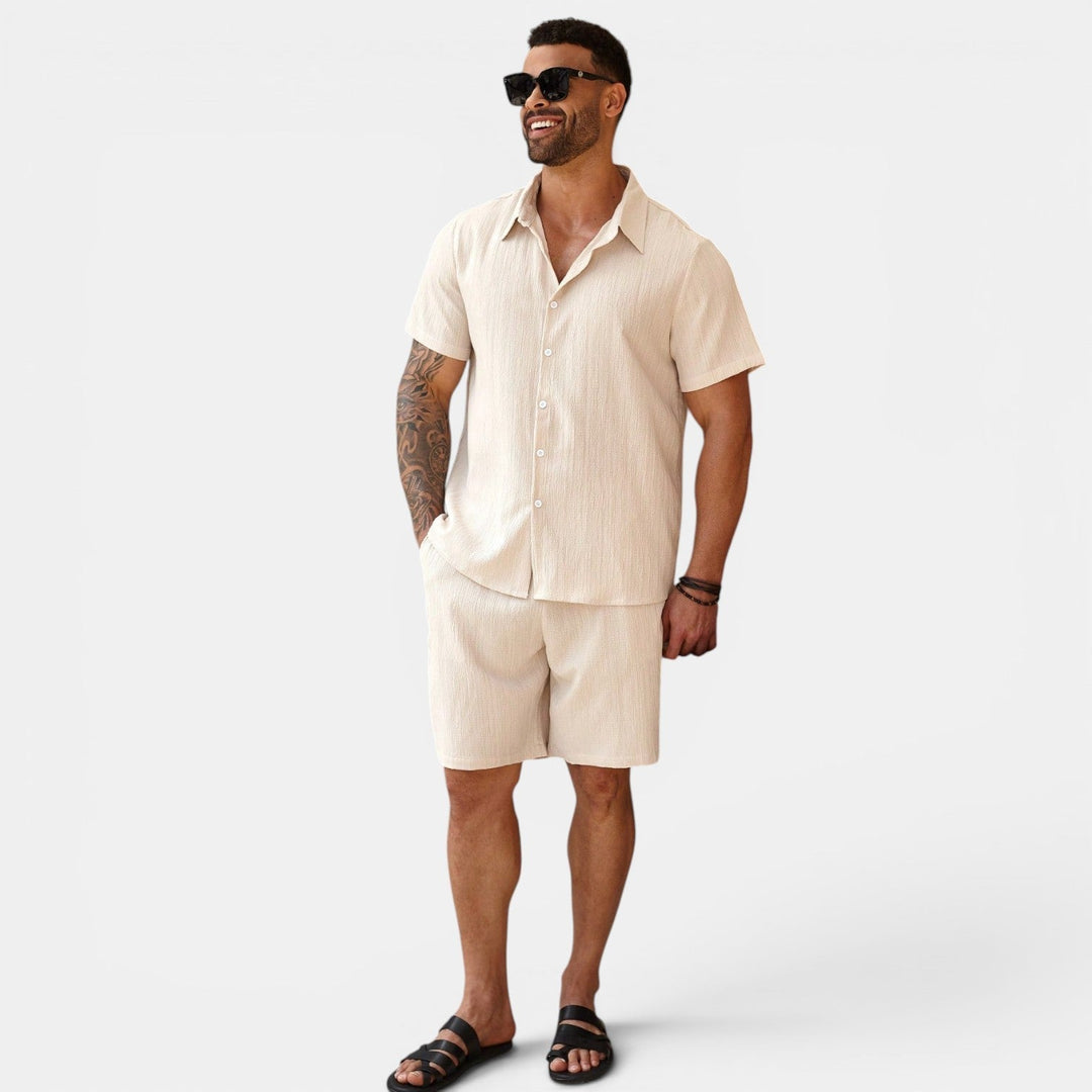 Atmungsaktives Casual Sommer Set Herren Zweiteiler Hemd