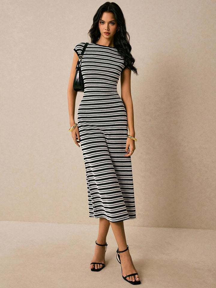 Striped Cap-Sleeve Women&