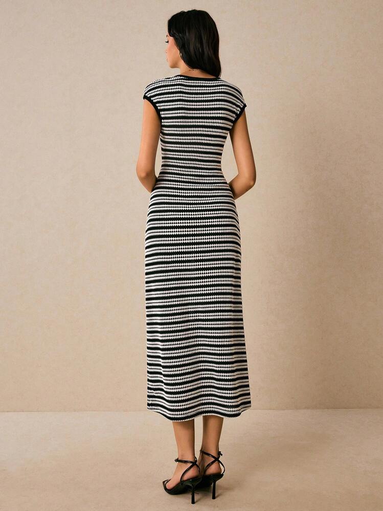 Striped Cap-Sleeve Women&