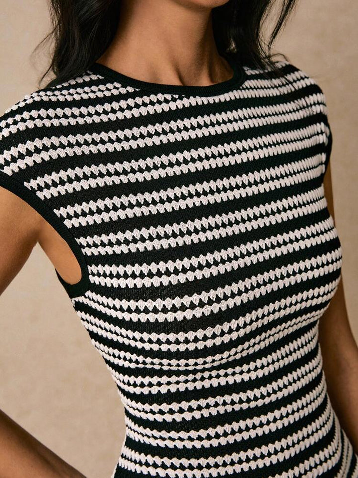 Striped Cap-Sleeve Women&