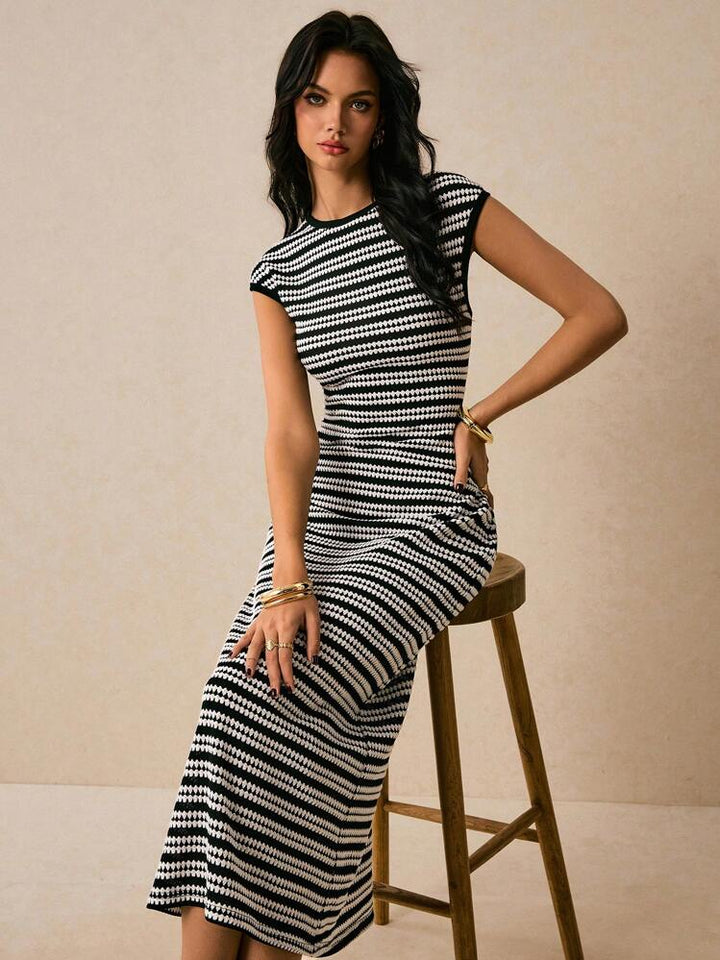 Striped Cap-Sleeve Women&
