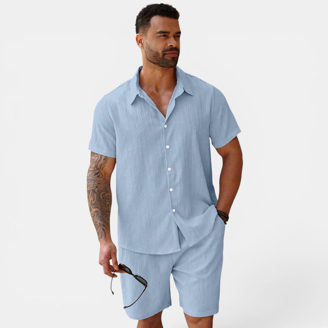 Atmungsaktives Casual Sommer Set Herren Zweiteiler Hemd