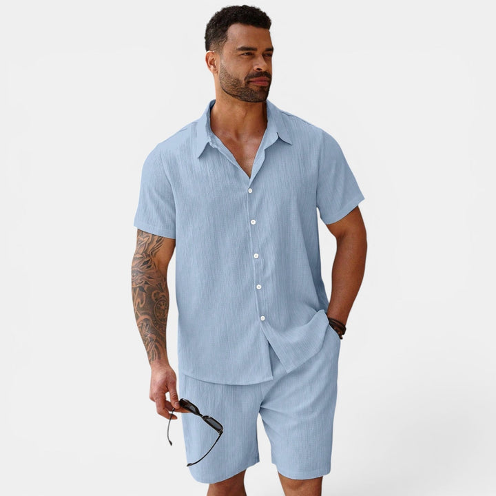Atmungsaktives Casual Sommer Set Herren Zweiteiler Hemd