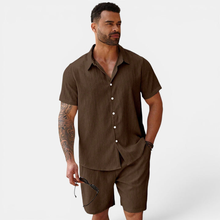 Atmungsaktives Casual Sommer Set Herren Zweiteiler Hemd