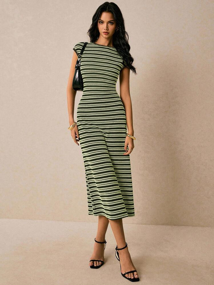 Striped Cap-Sleeve Women&