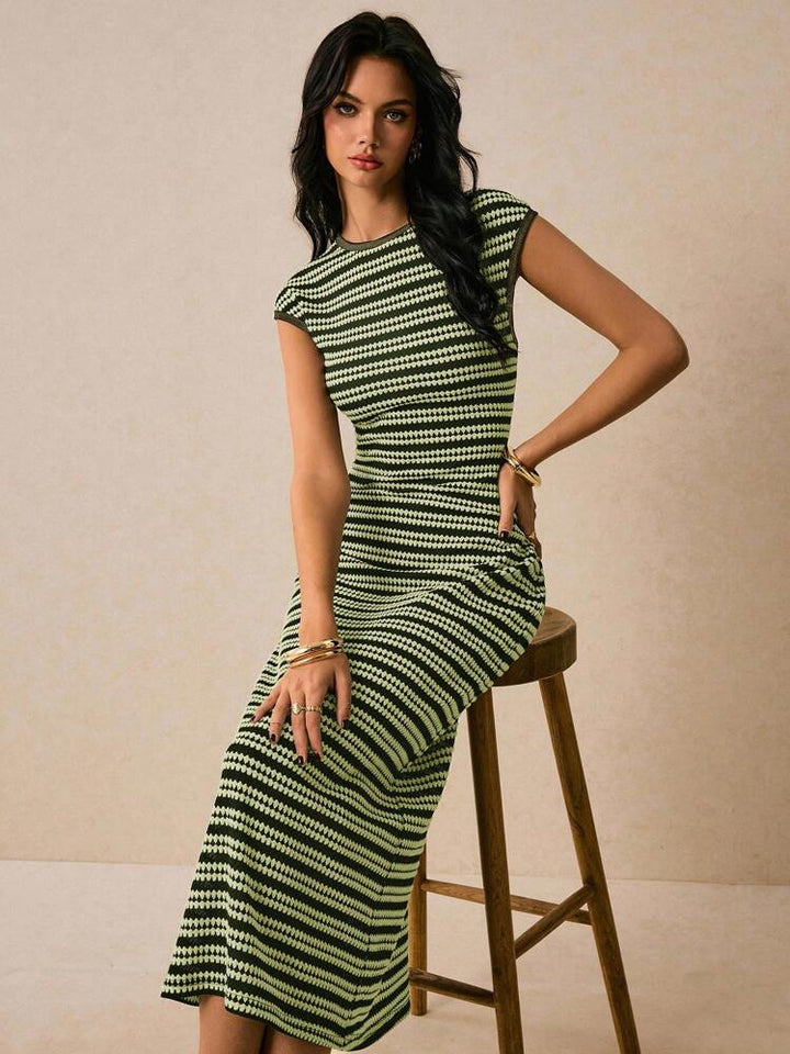 Striped Cap-Sleeve Women&