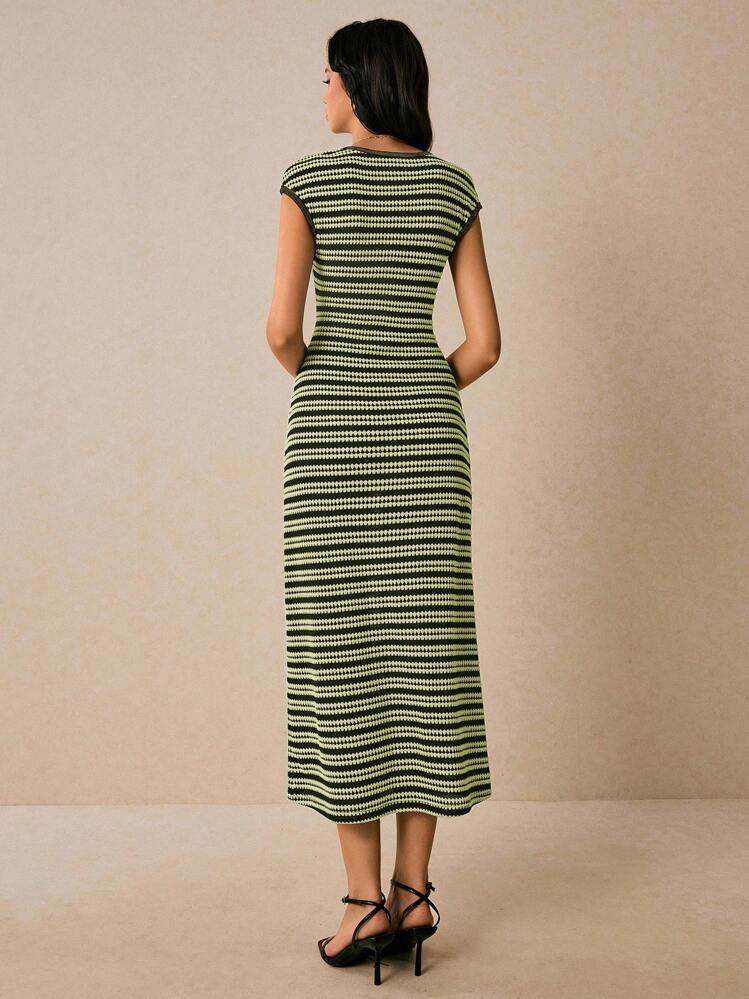 Striped Cap-Sleeve Women&