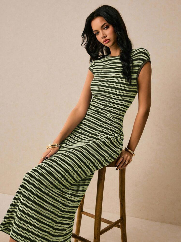 Striped Cap-Sleeve Women&