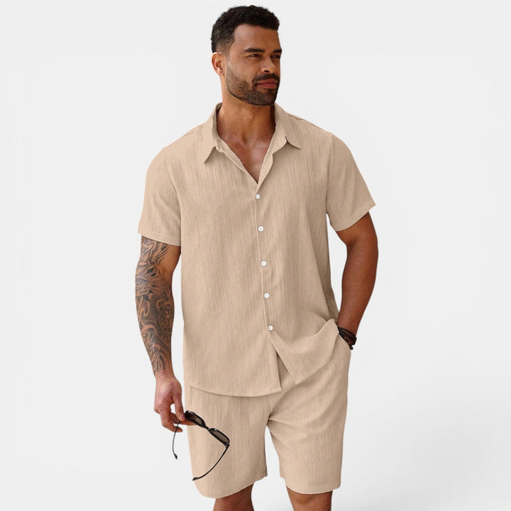 Atmungsaktives Casual Sommer Set Herren Zweiteiler Hemd