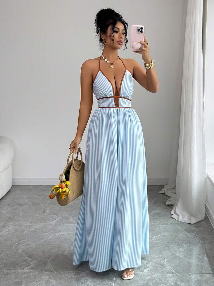 Striped Backless Women&