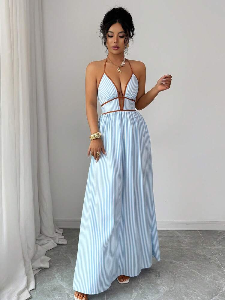 Striped Backless Women&