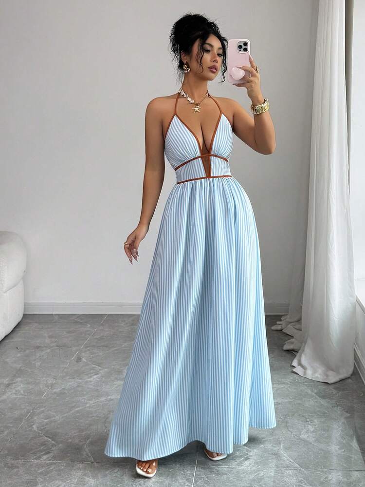 Striped Backless Women&