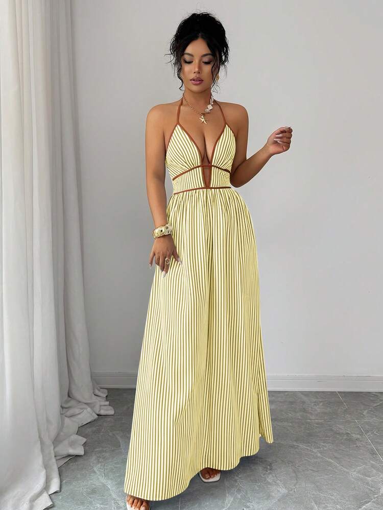 Striped Backless Women&