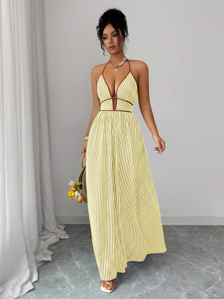 Striped Backless Women&