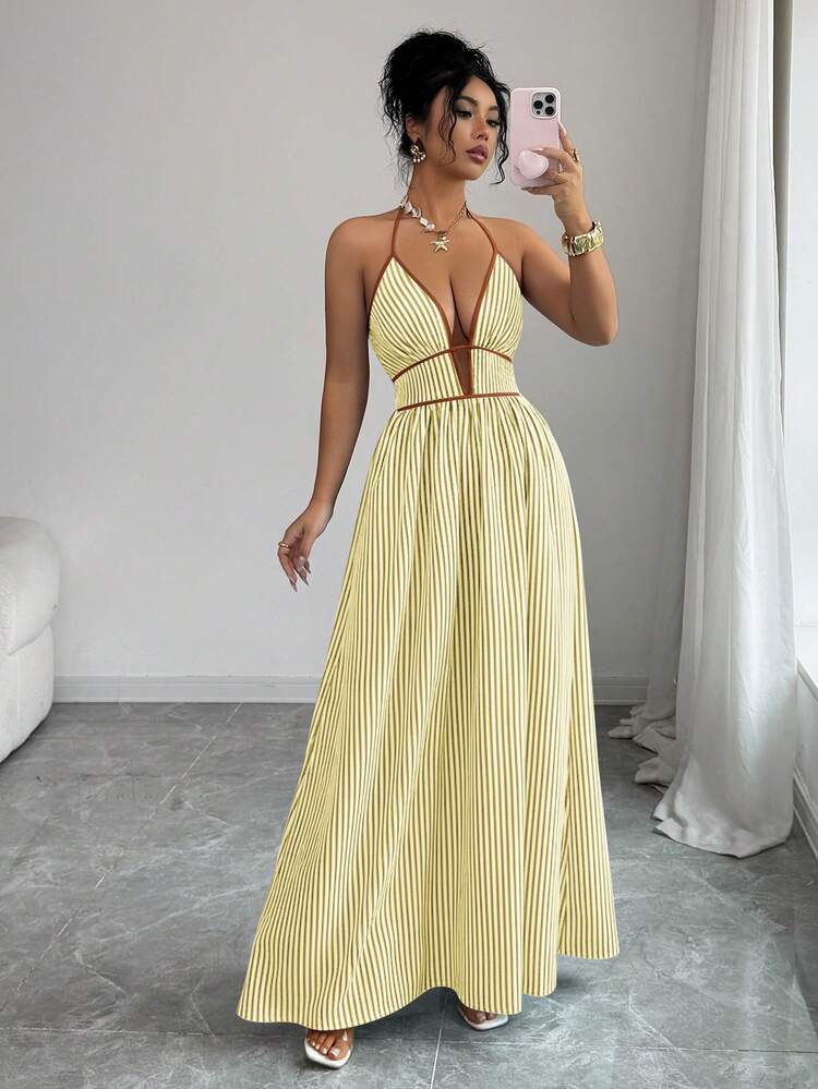 Striped Backless Women&