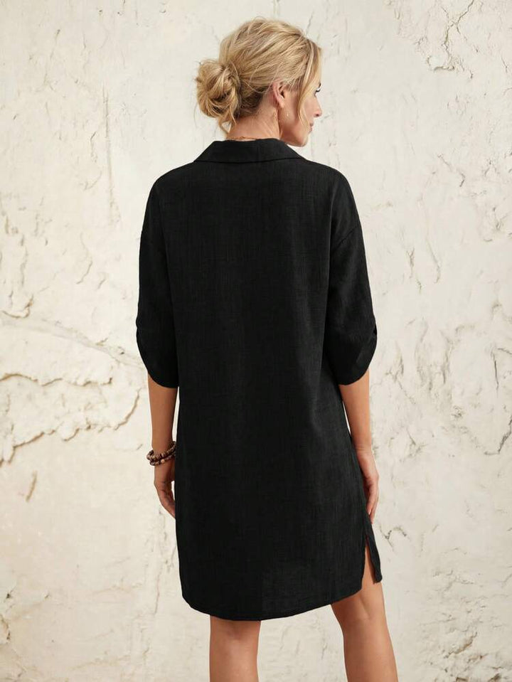 Striped Roll-Tab Sleeve Women&