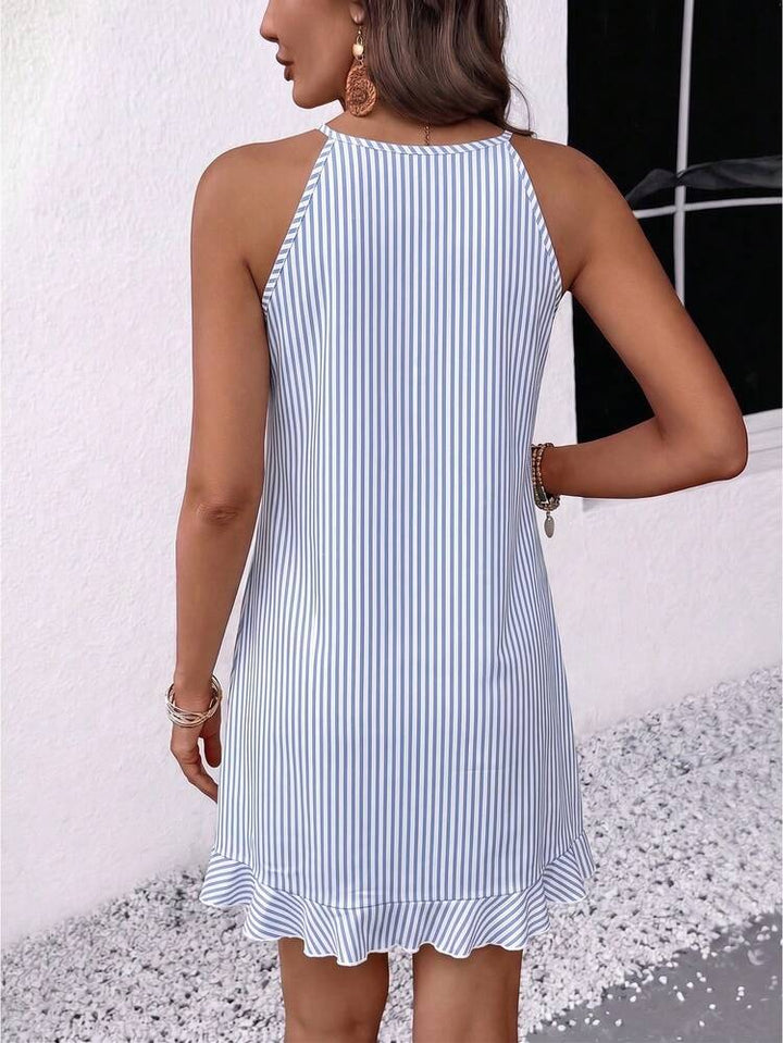 EMERY ROSE Striped A-Line Dress Off-The-Shoulder Sleeveless Vacation