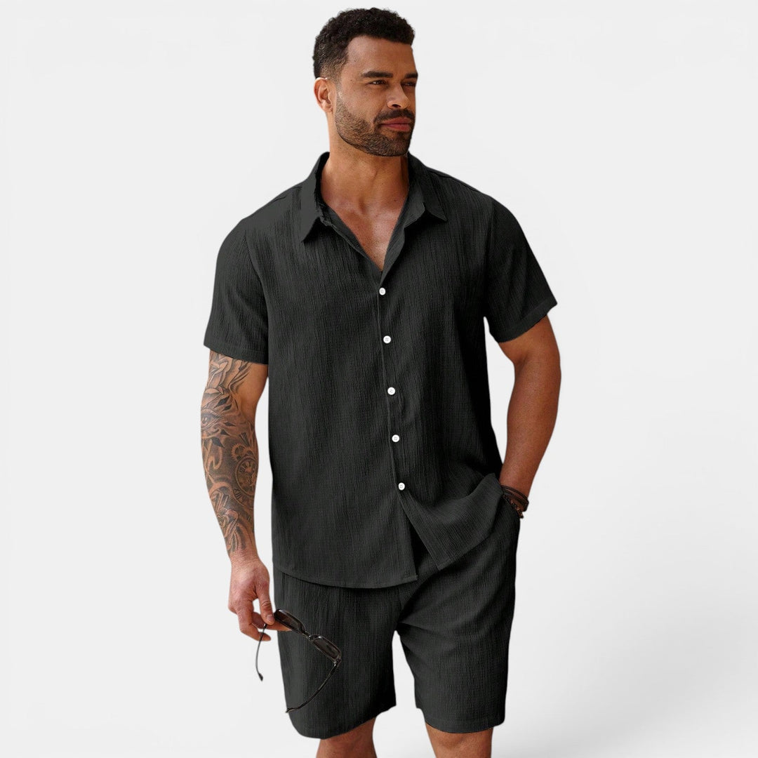Atmungsaktives Casual Sommer Set Herren Zweiteiler Hemd