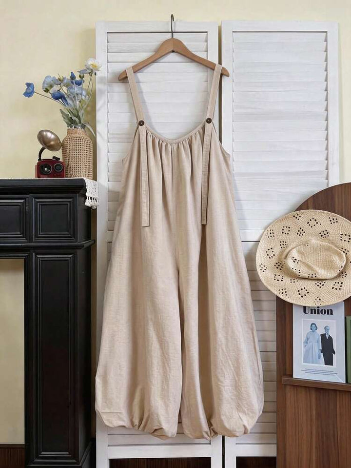 SHEIN Fiorisel Sleeveless Boho Casual Summer Jumpsuit Khaki