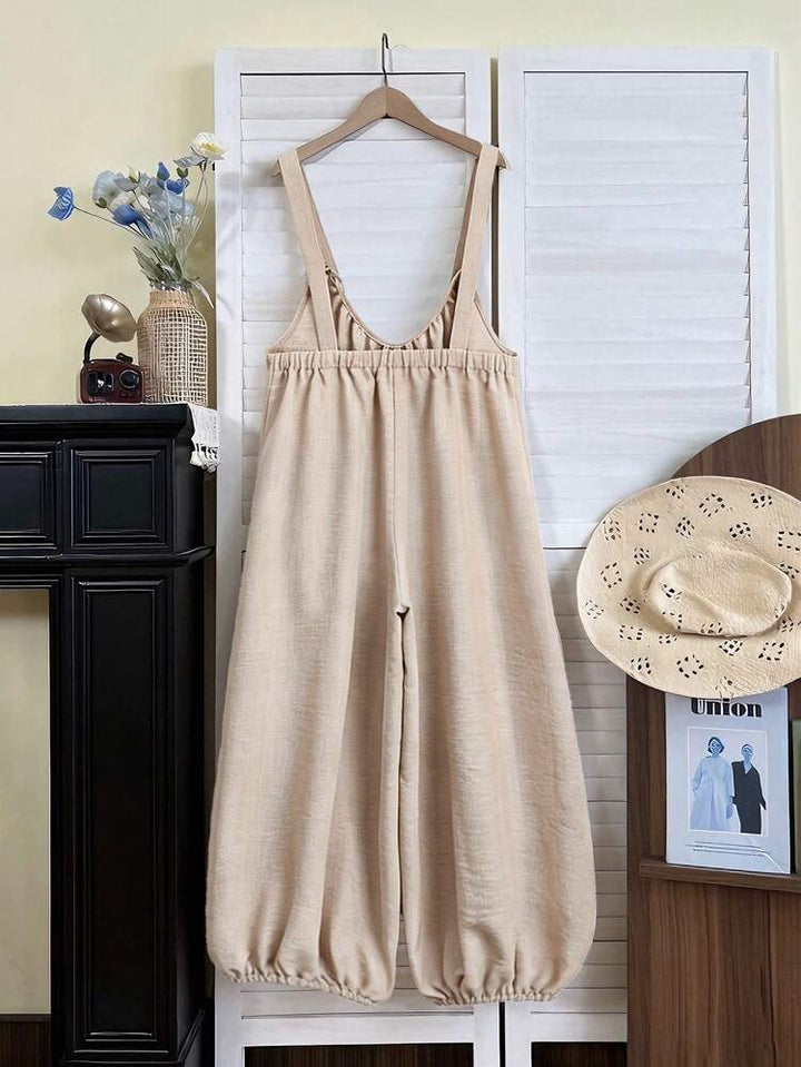 SHEIN Fiorisel Sleeveless Boho Casual Summer Jumpsuit Khaki