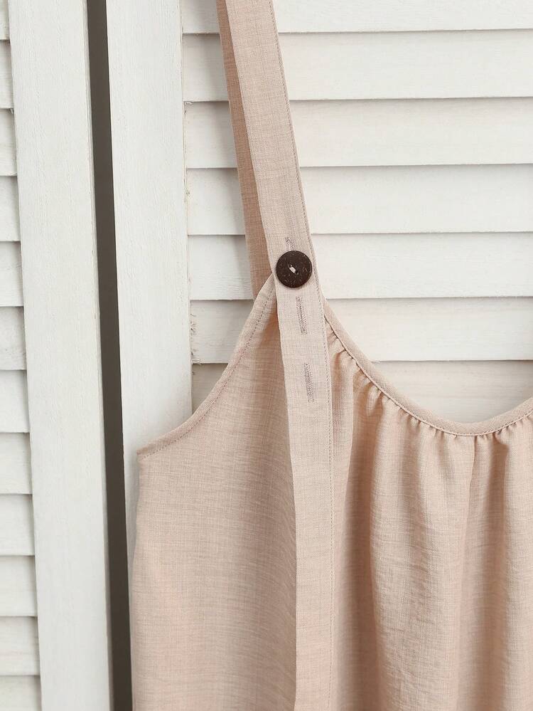 SHEIN Fiorisel Sleeveless Boho Casual Summer Jumpsuit Khaki