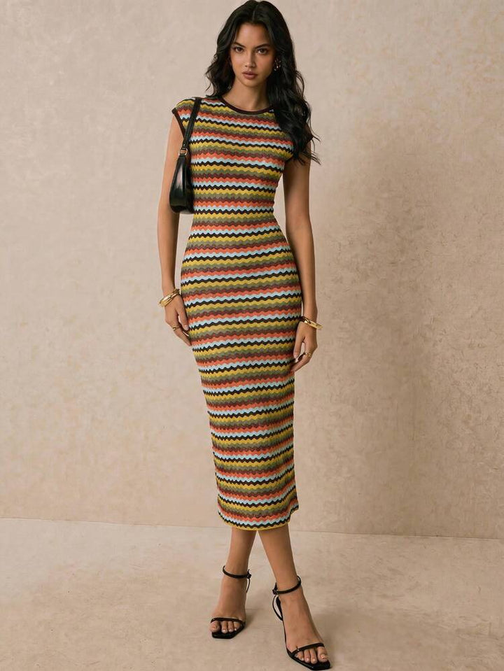 Striped Cap-Sleeve Women&