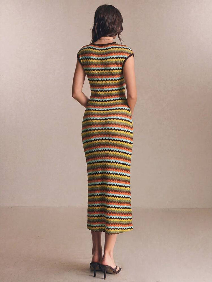 Striped Cap-Sleeve Women&