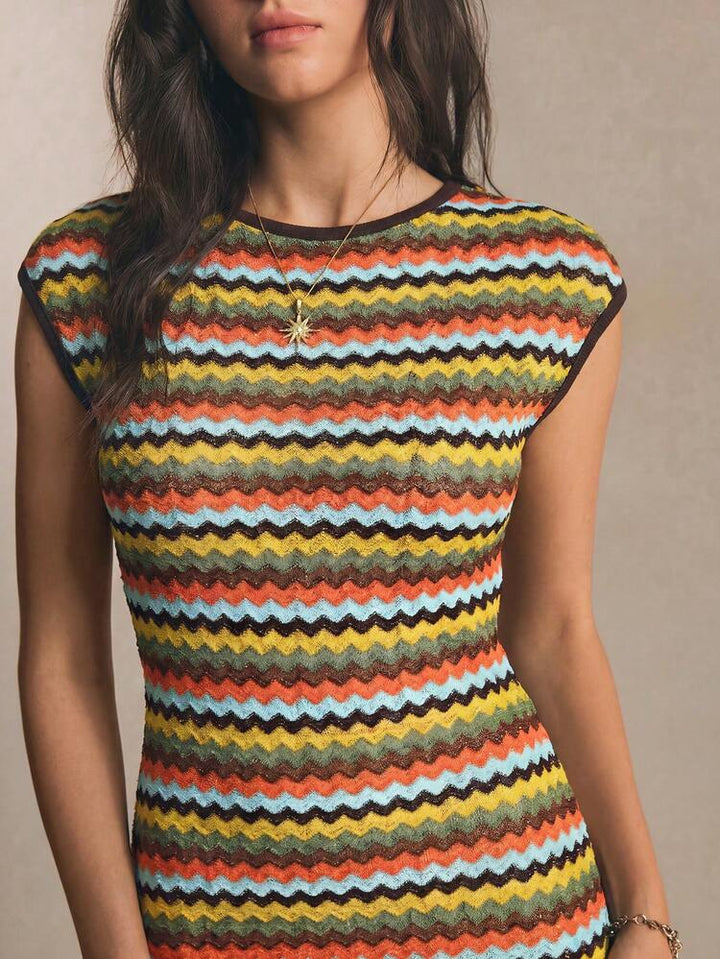 Striped Cap-Sleeve Women&