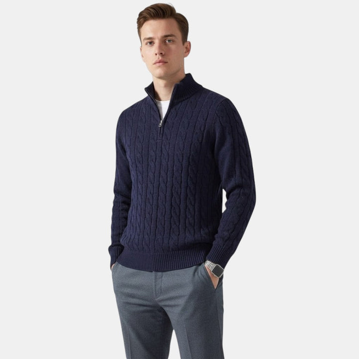 Halbzip Wollmix Strickpullover Herren Troyer Pullover