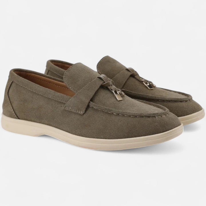 Navacava suede lady loafers styled — old money quiet luxury