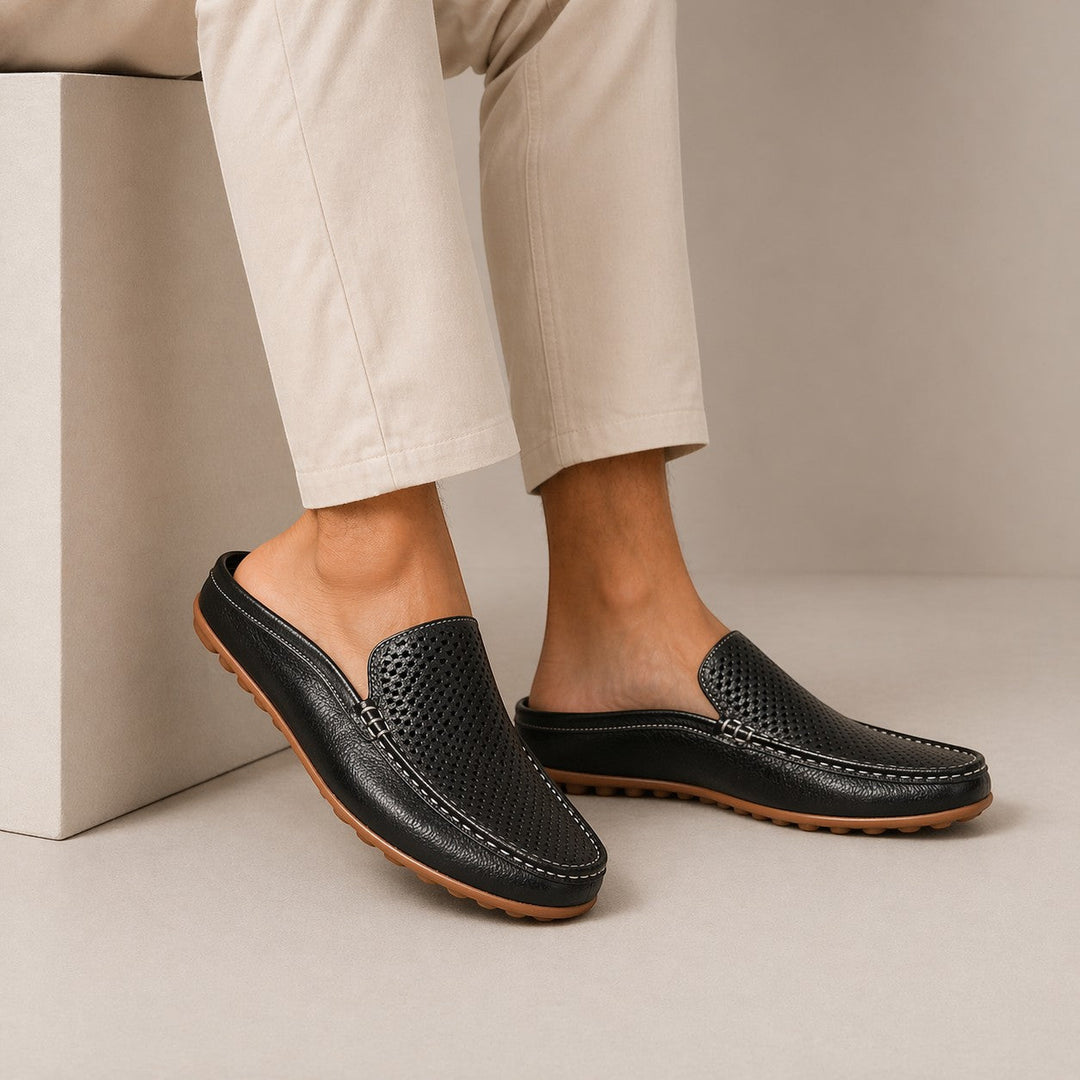 Leder Mules Sommersandalen Herren Slip-On Pantoletten