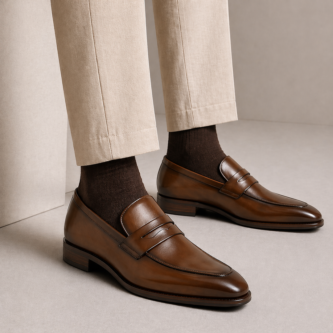 Rindleder Business Loafer Herren Elegante Anzugschuhe