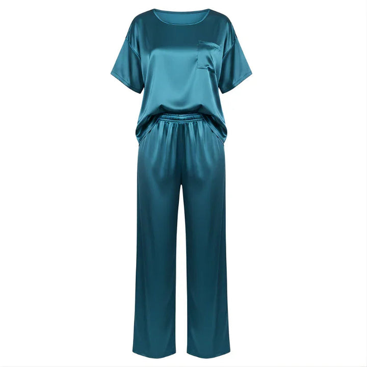 Loose Short-Sleeve Satin Women&