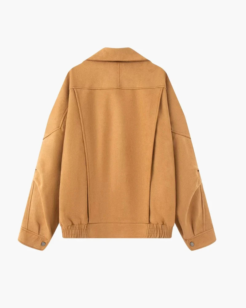 Navacava bomber jacket front view — oversized refined silhouette