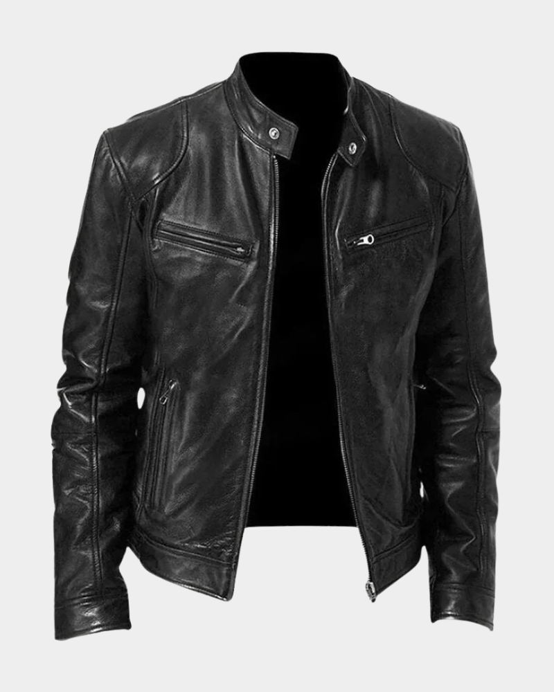 Klassische Rider Lederjacke Herren Bikerjacke Slim Fit