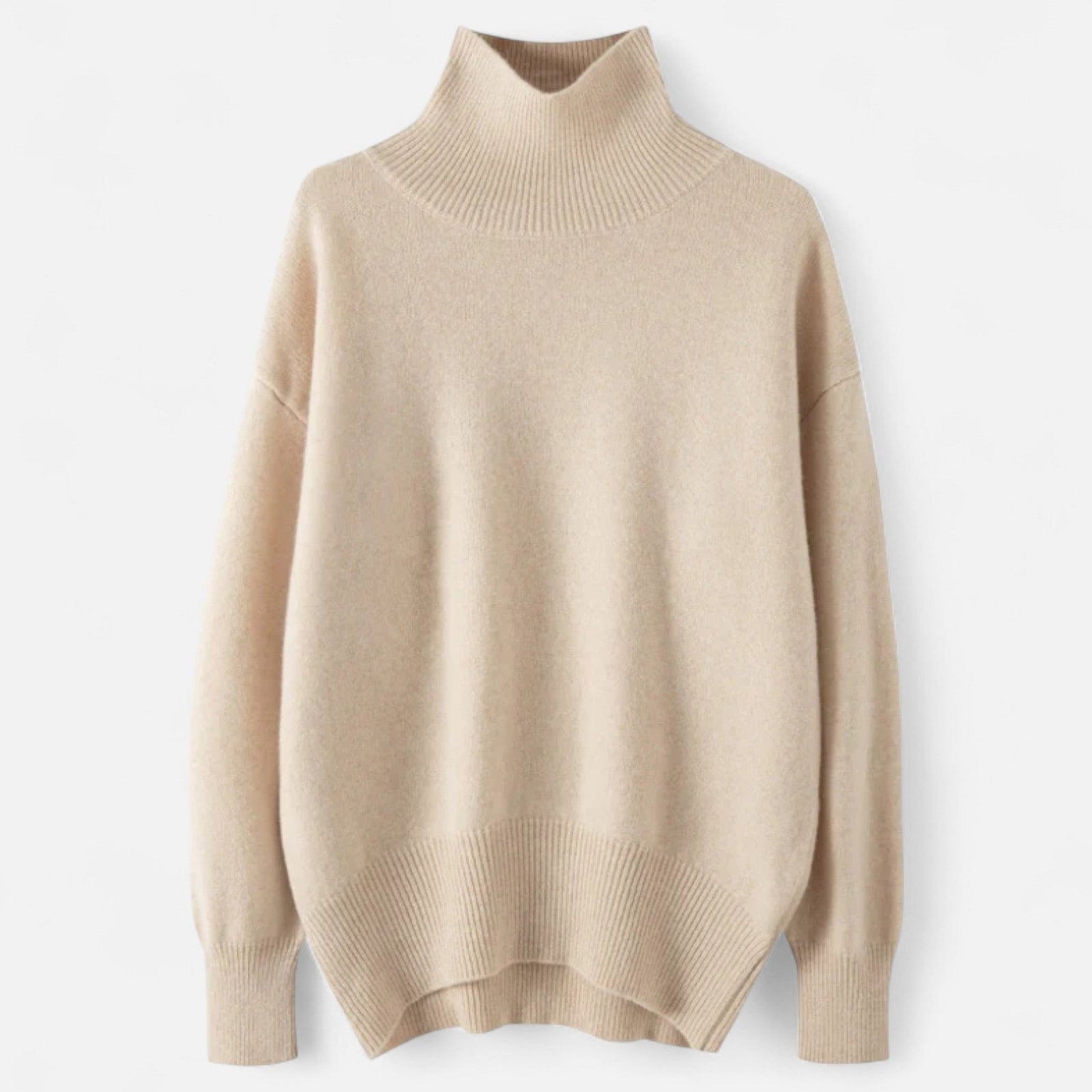 Navacava Classy Lady Turtleneck in beige — timeless old money sweater