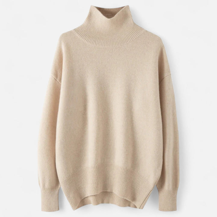 Navacava Classy Lady Turtleneck in beige — timeless old money sweater
